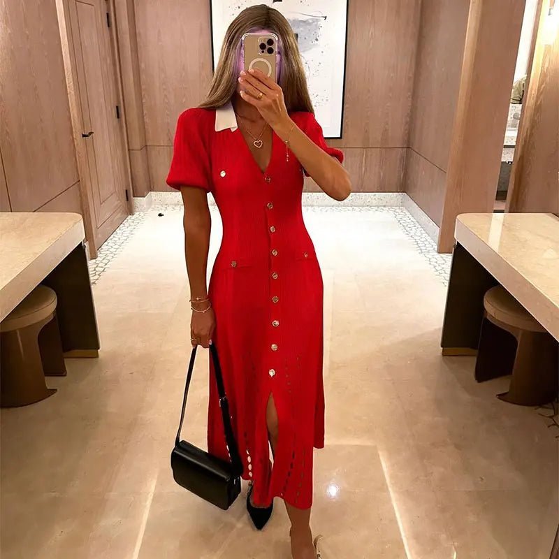 Red Knitted Dress – Women's Summer Dress