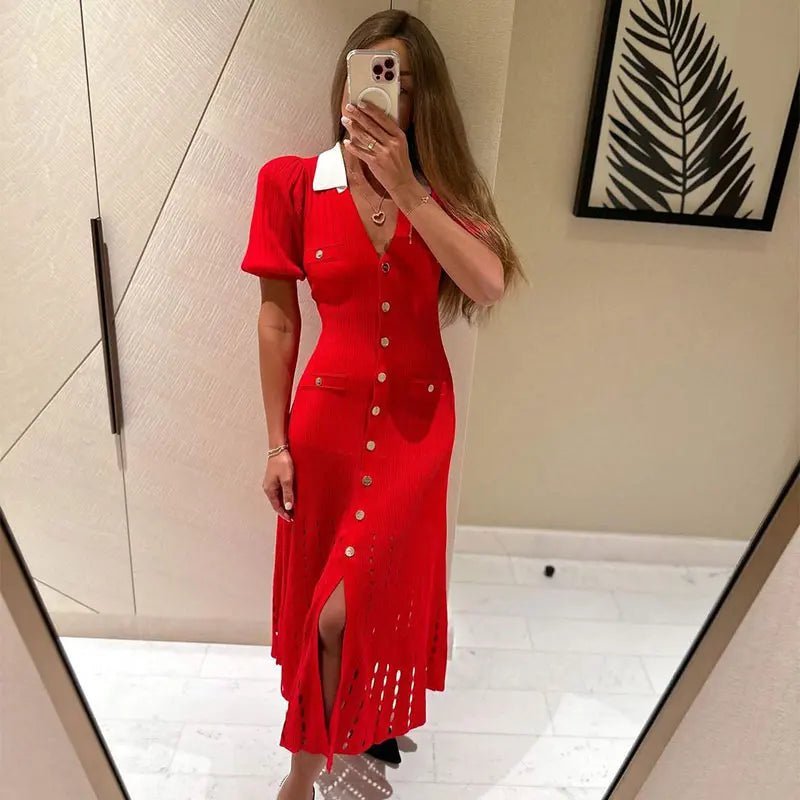 Red Knitted Dress – Women's Summer Dress