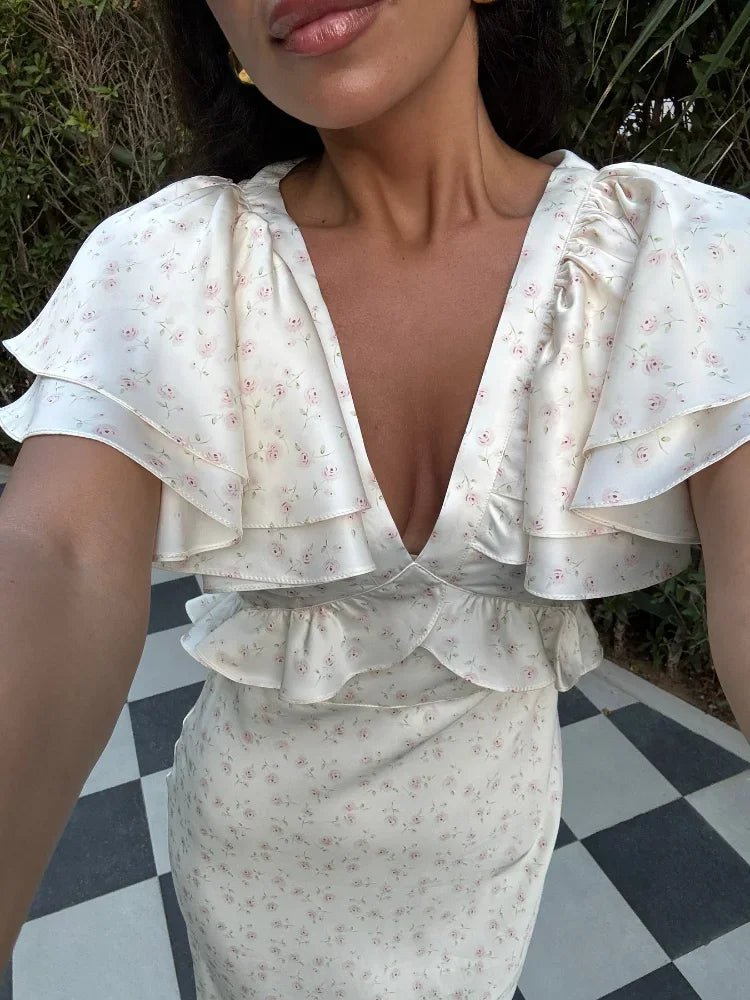 Ruffle Sleeves Midi Dress – Women's Summer Midi Dress