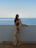 Beige Sheer Bodycon Dress – Women's Summer Party Dress