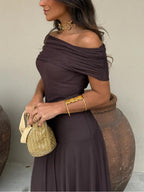 Off Shoulder Maxi Dress – Women's Summer Party Maxi Dress
