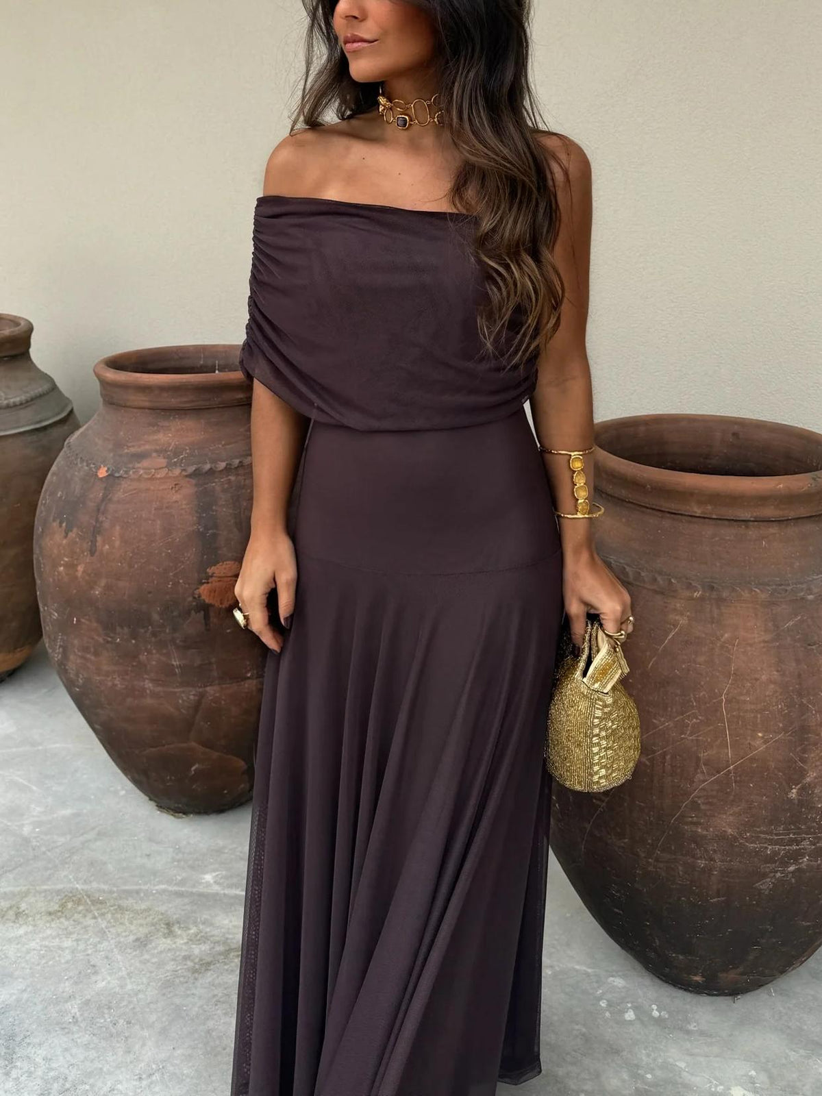 Off Shoulder Maxi Dress – Women's Summer Party Maxi Dress