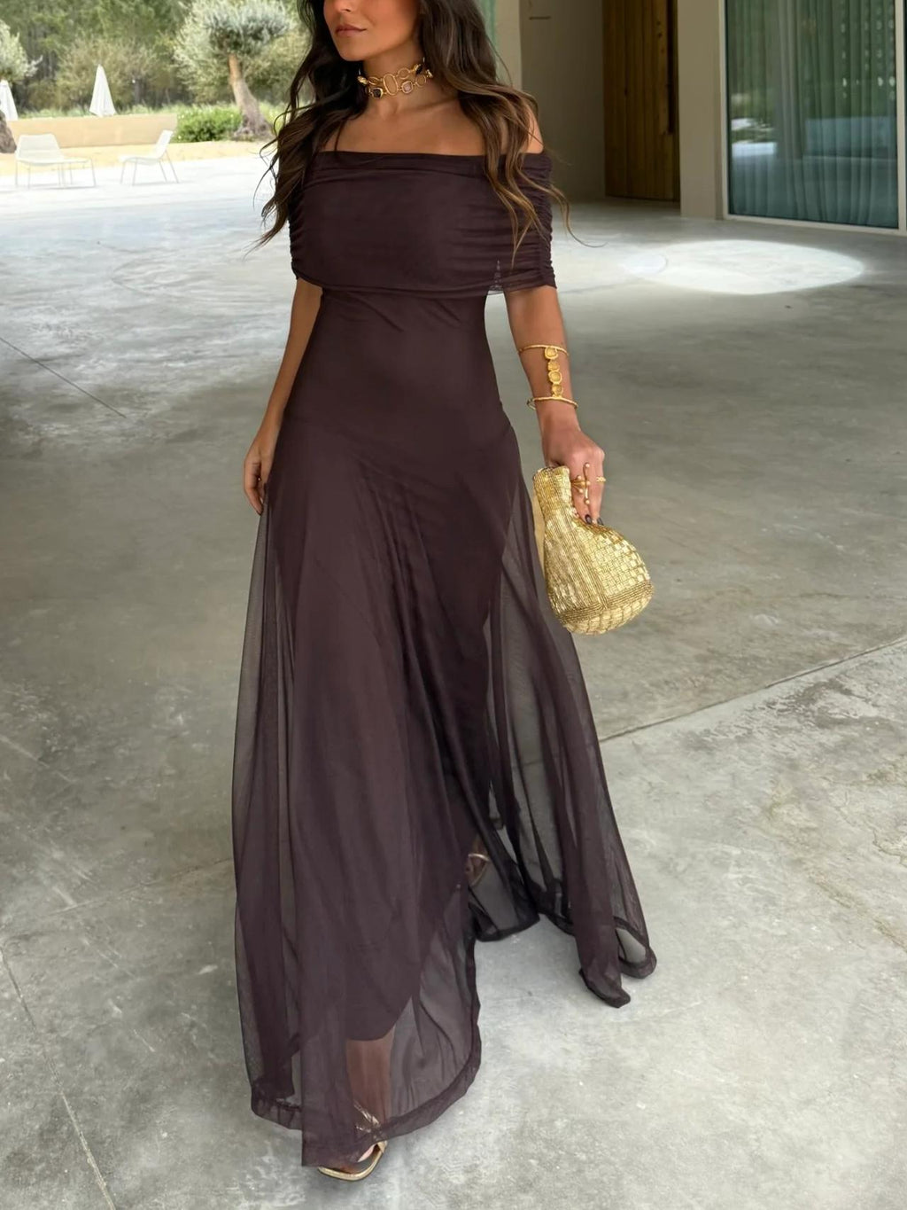 Off Shoulder Maxi Dress – Women's Summer Party Maxi Dress