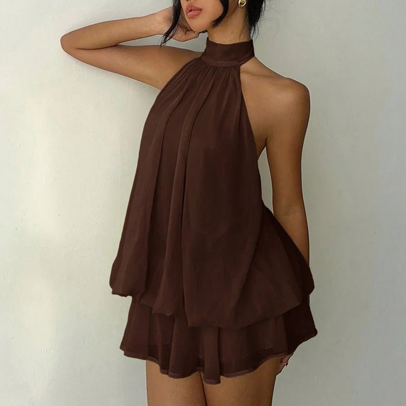 Halter Backless Mini Dress – A-Line Summer Dress in 9 Colours