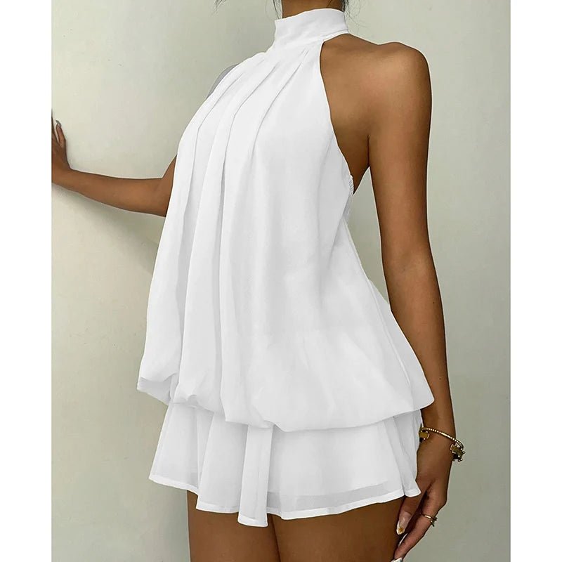 Halter Backless Mini Dress – A-Line Summer Dress in 9 Colours