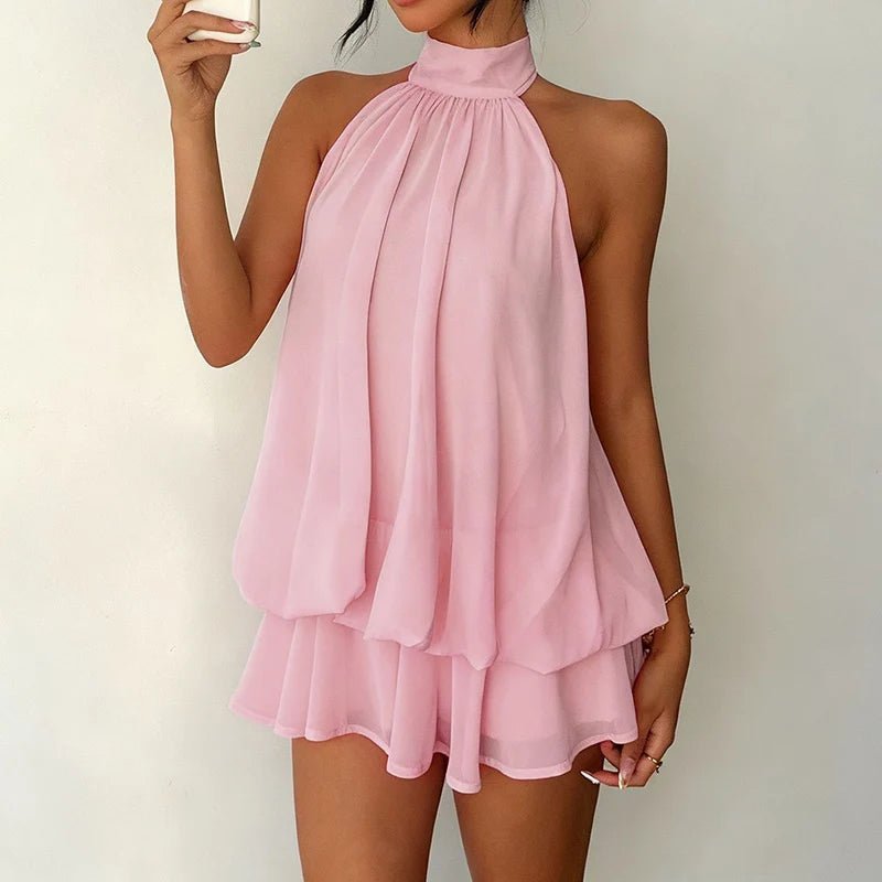 Halter Backless Mini Dress – A-Line Summer Dress in 9 Colours