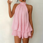 Halter Backless Mini Dress – A-Line Summer Dress in 9 Colours