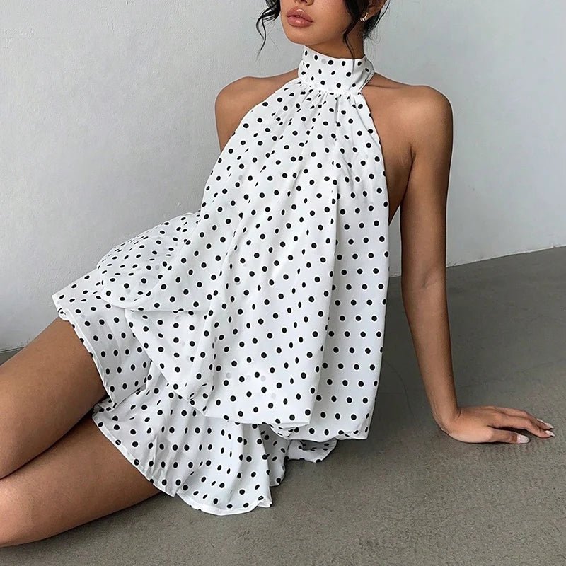 Halter Backless Mini Dress – A-Line Summer Dress in 9 Colours
