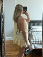 Light Yellow Backless Mini Dress – Women's Summer Party Mini Dress