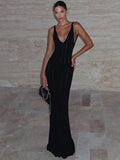 Black Backless Maxi Dress – Women's Summer Party Maxi Dress