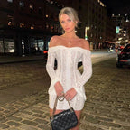 White Off Shoulder Mini Dress – Women's Summer Party Mini Dress