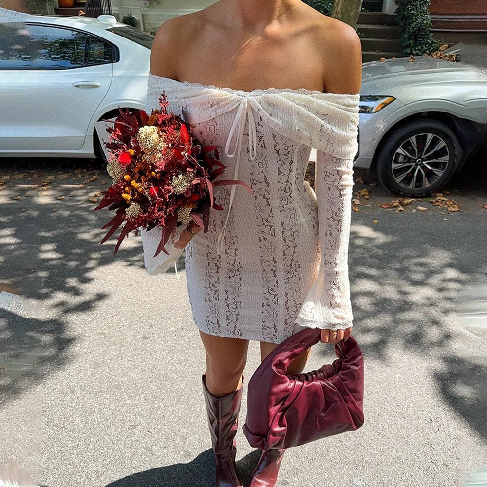White Off Shoulder Mini Dress – Women's Summer Party Mini Dress