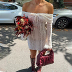 White Off Shoulder Mini Dress – Women's Summer Party Mini Dress