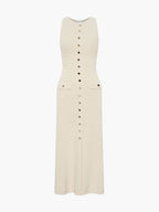 Button Front Maxi Dress with Pockets – Everyday Round Neck Dress