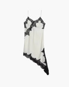 Asymmetric Satin Mini Dress with Lace Trim – Summer Party Dress