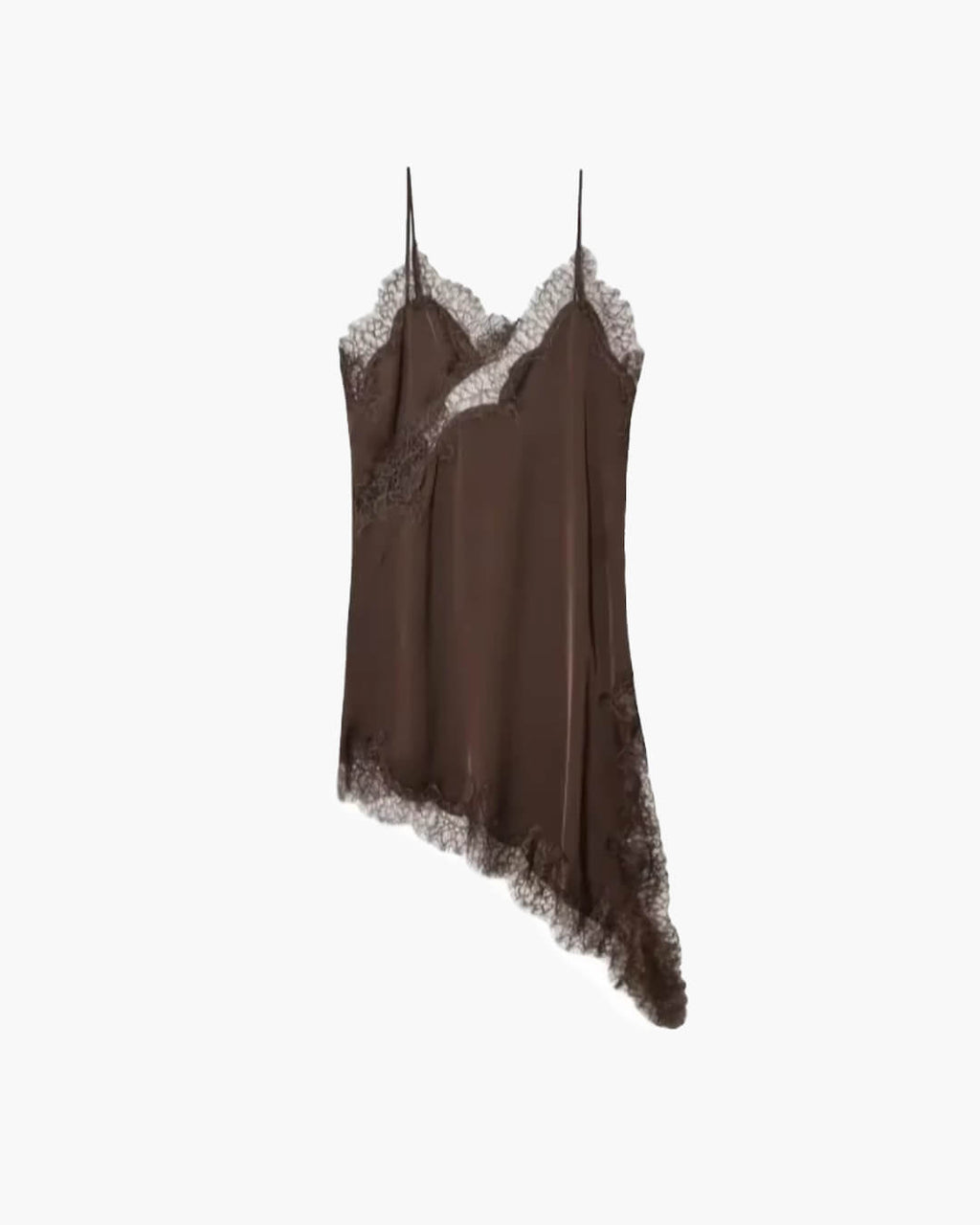 Asymmetric Satin Mini Dress with Lace Trim – Summer Party Dress