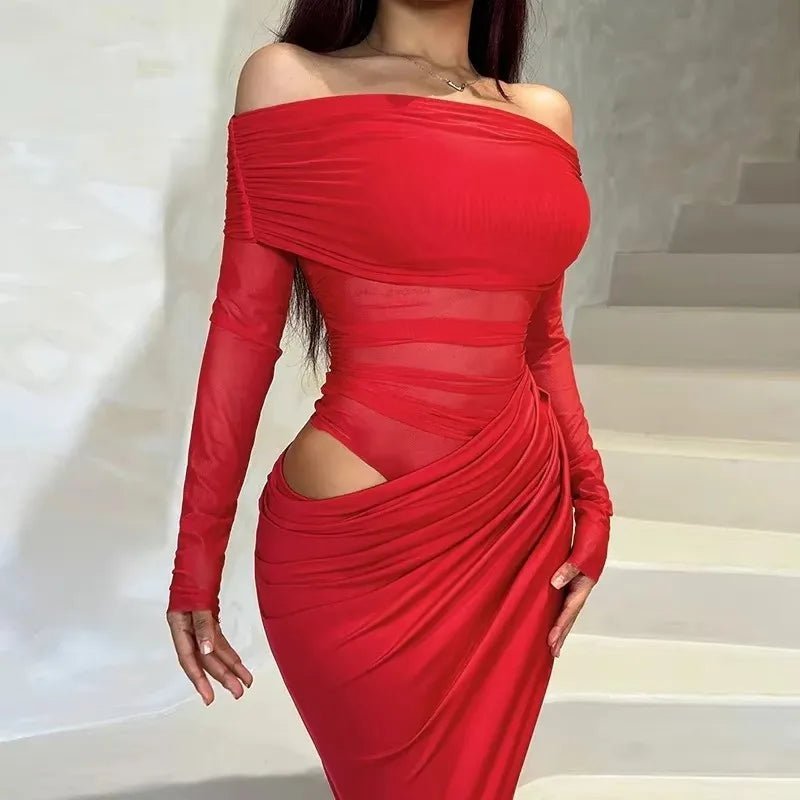 Black Long Sleeve Mesh Maxi Dress – Women's Summer Maxi Dress