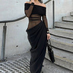Black Long Sleeve Mesh Maxi Dress – Women's Summer Maxi Dress