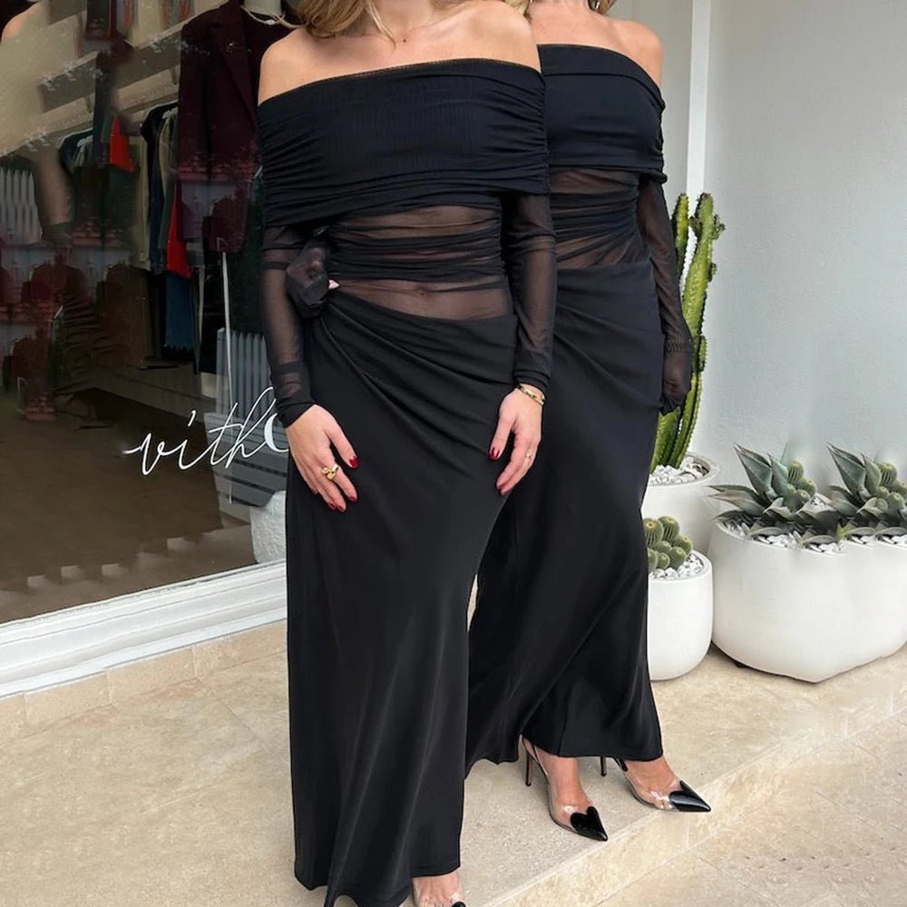 Black Long Sleeve Mesh Maxi Dress – Women's Summer Maxi Dress