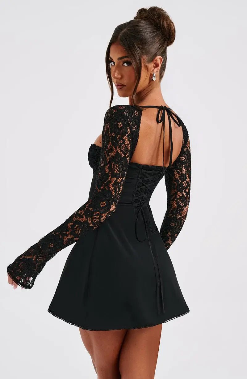 Satin Mini Dress with Lace Details – Romantic Cocktail Dress