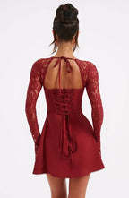 Satin Mini Dress with Lace Details – Romantic Cocktail Dress