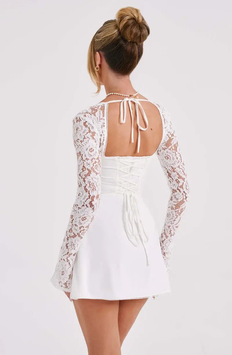 Satin Mini Dress with Lace Details – Romantic Cocktail Dress