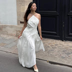 Halter Ruffled Tulle Maxi Dress – Ethereal Occasion Gown