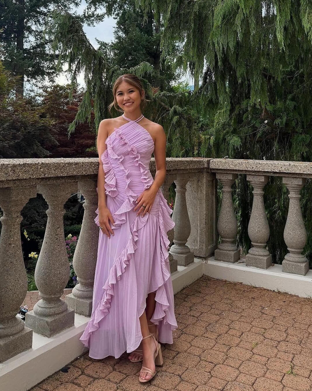 Halter Ruffled Tulle Maxi Dress – Ethereal Occasion Gown