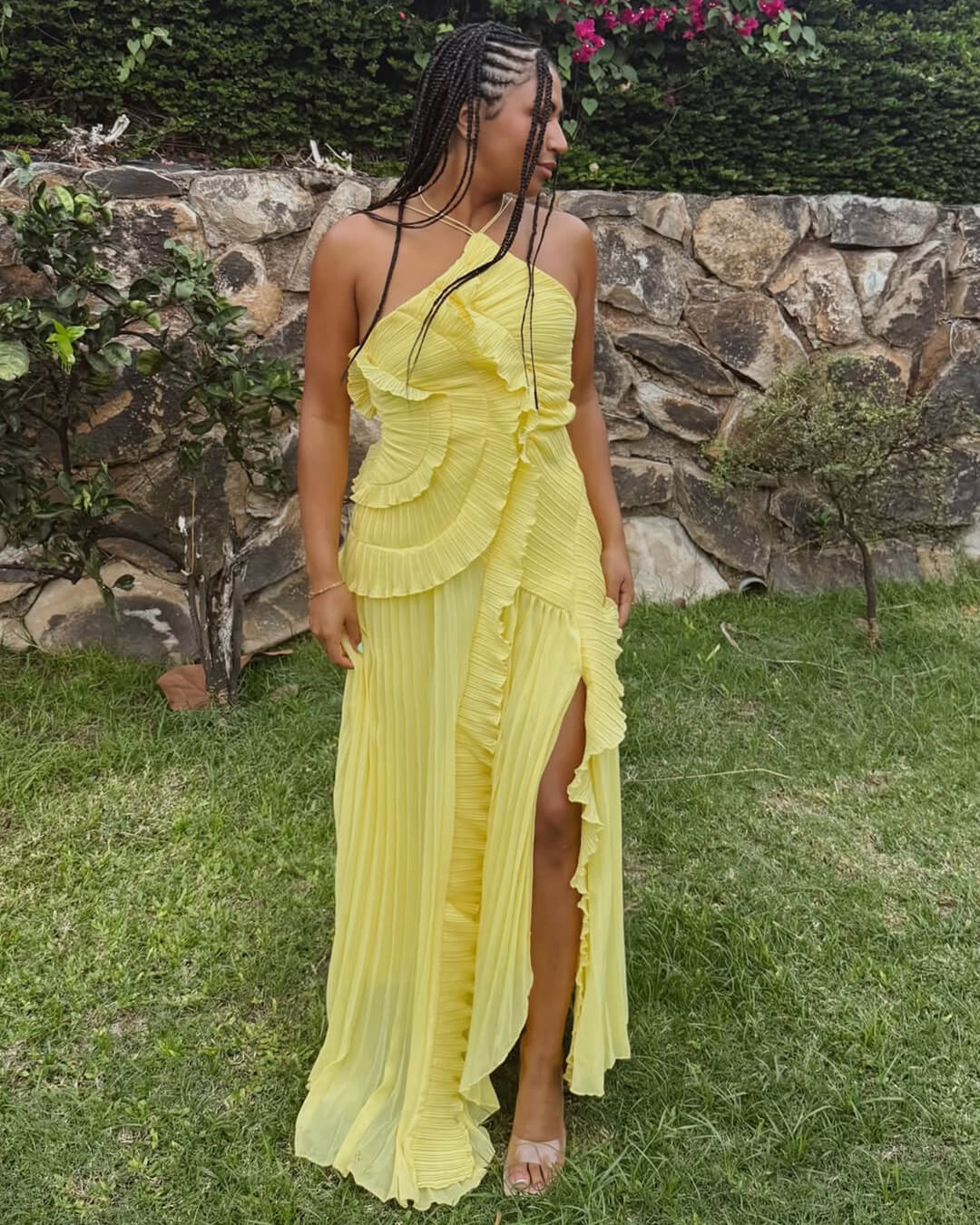 Halter Ruffled Tulle Maxi Dress – Ethereal Occasion Gown