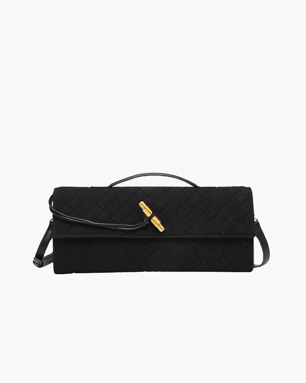Plush Suede Look Bag with Gold Knot Detail