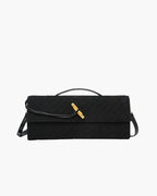 Plush Suede Look Bag with Gold Knot Detail