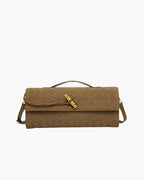 Plush Suede Look Bag with Gold Knot Detail