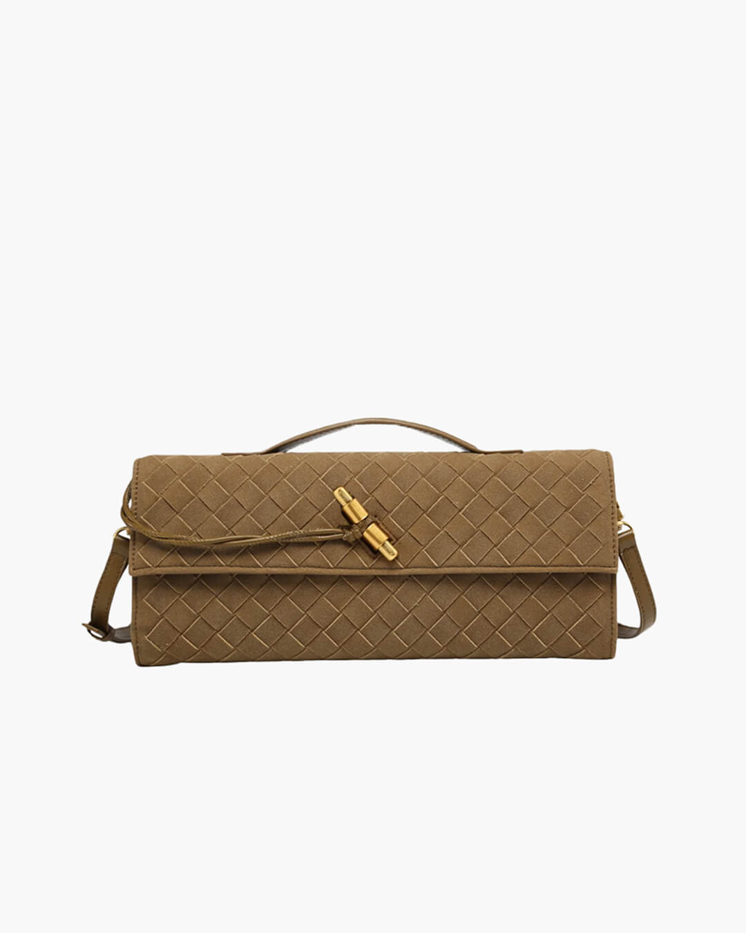 Plush Suede Look Bag with Gold Knot Detail