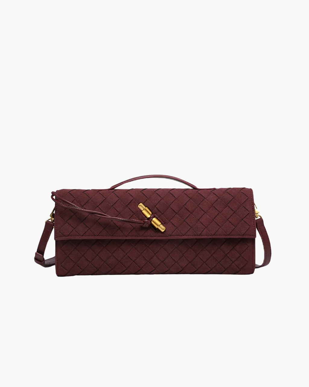 Plush Suede Look Bag with Gold Knot Detail