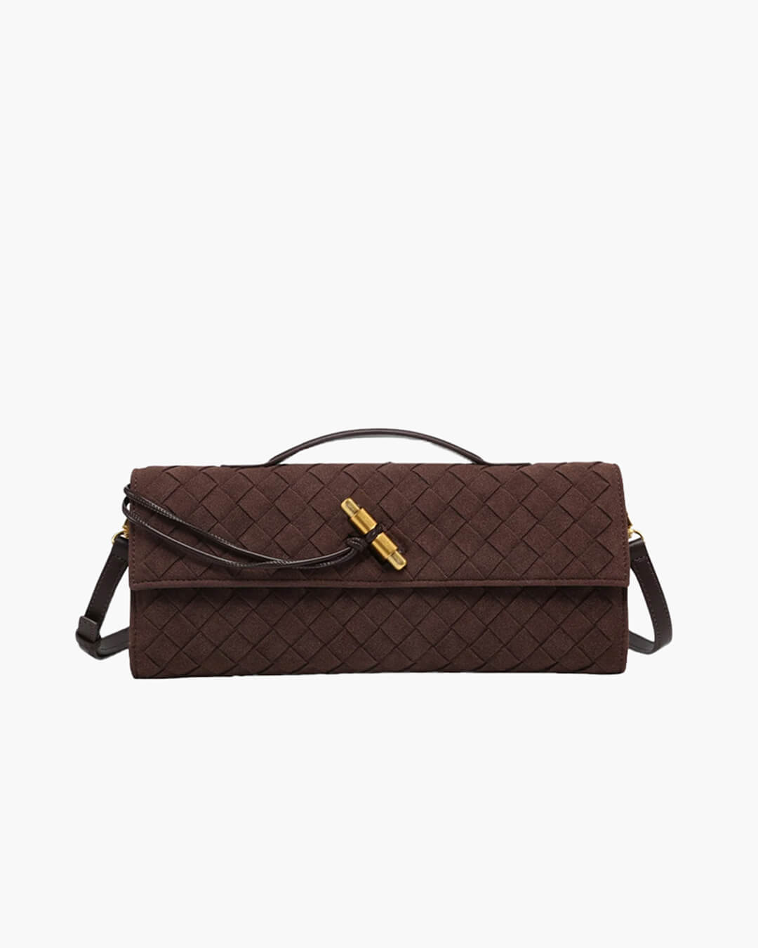 Plush Suede Look Bag with Gold Knot Detail