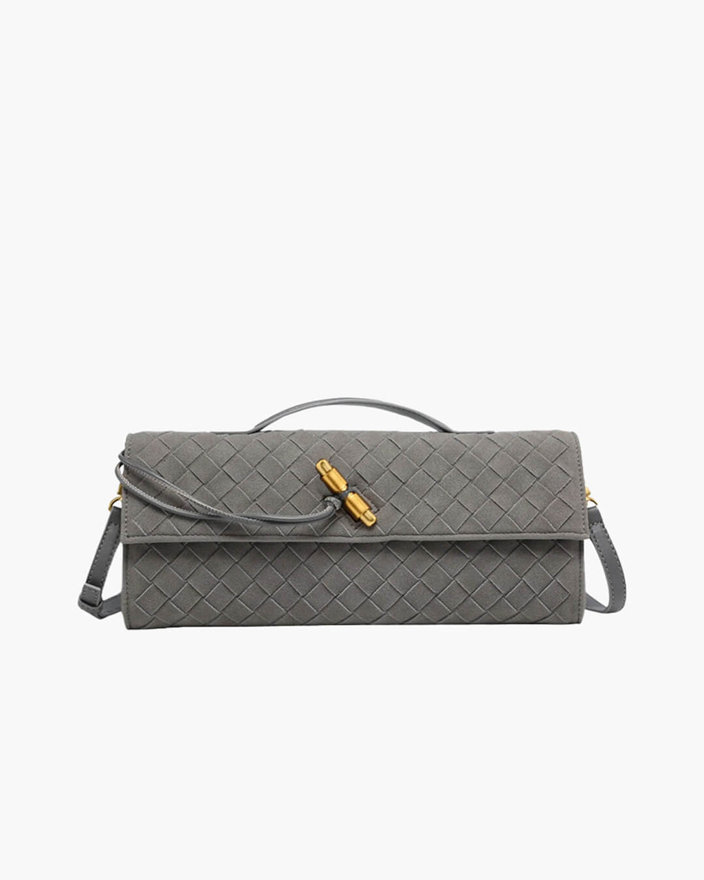 Plush Suede Look Bag with Gold Knot Detail