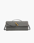 Plush Suede Look Bag with Gold Knot Detail