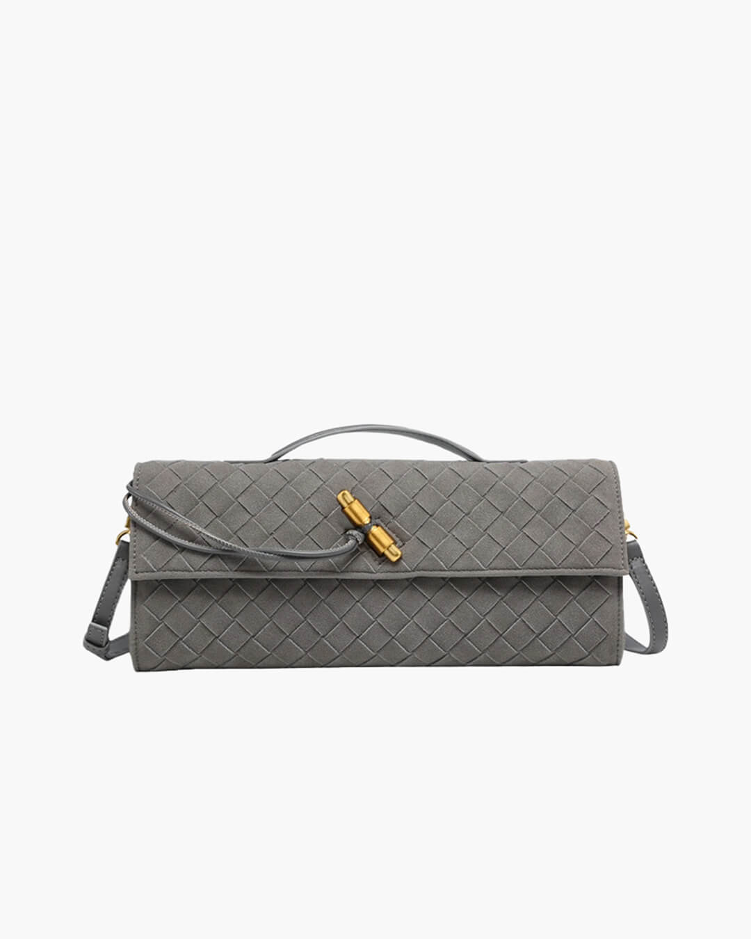 Plush Suede Look Bag with Gold Knot Detail