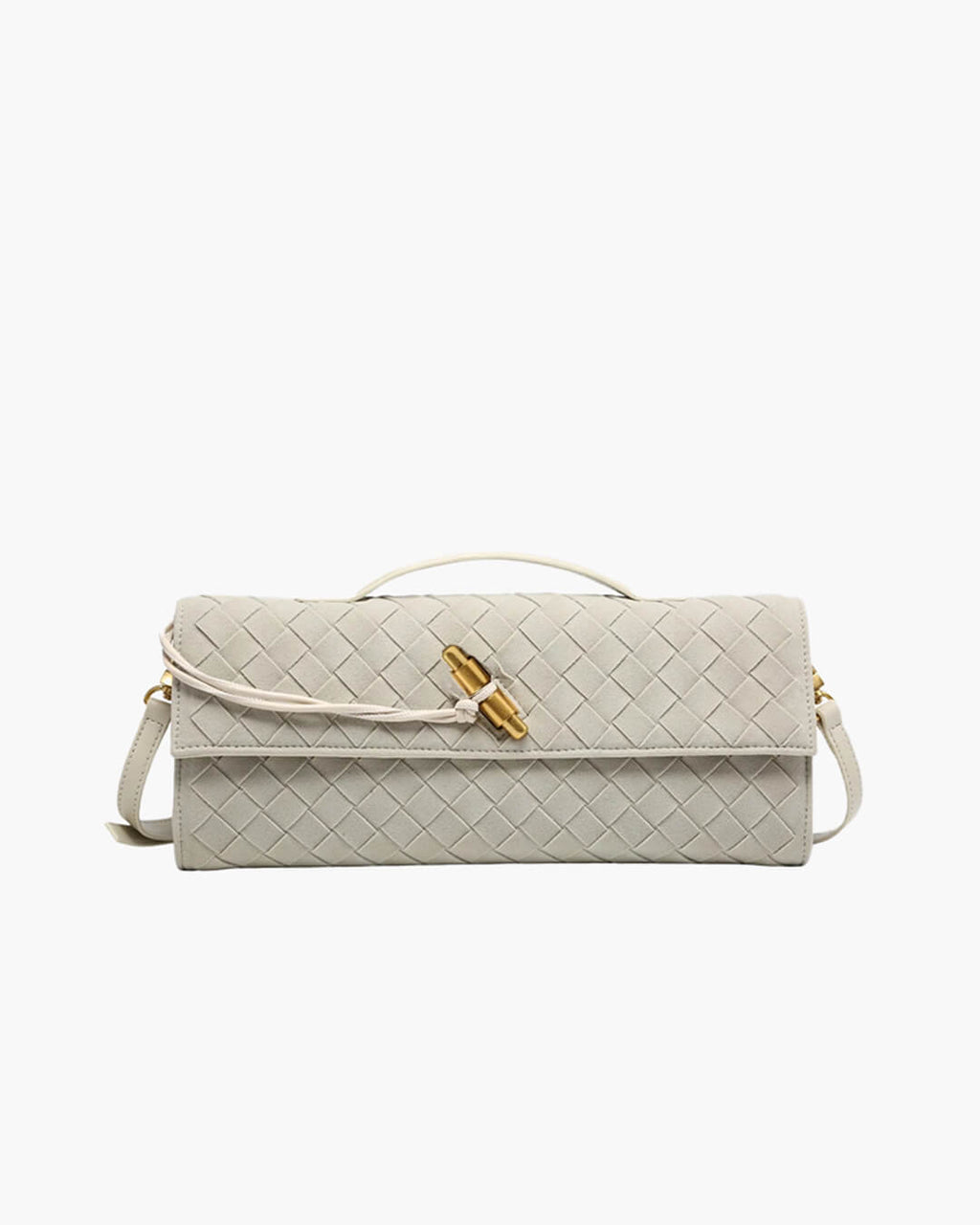Plush Suede Look Bag with Gold Knot Detail