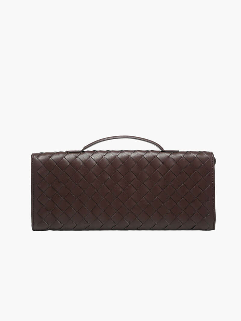 Woven Bag with Knot & Gold Link Detail – Compact Vegan Leather Handbag