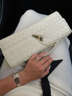 Woven Bag with Knot & Gold Link Detail – Compact Vegan Leather Handbag