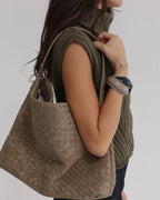 Suede Look Tote with Minimalist Silhouette – Spacious Day Bag