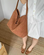 Suede Look Tote with Minimalist Silhouette – Spacious Day Bag