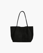 Suede Look Tote Bag with Pouch – Retro Two-Piece Bag Set