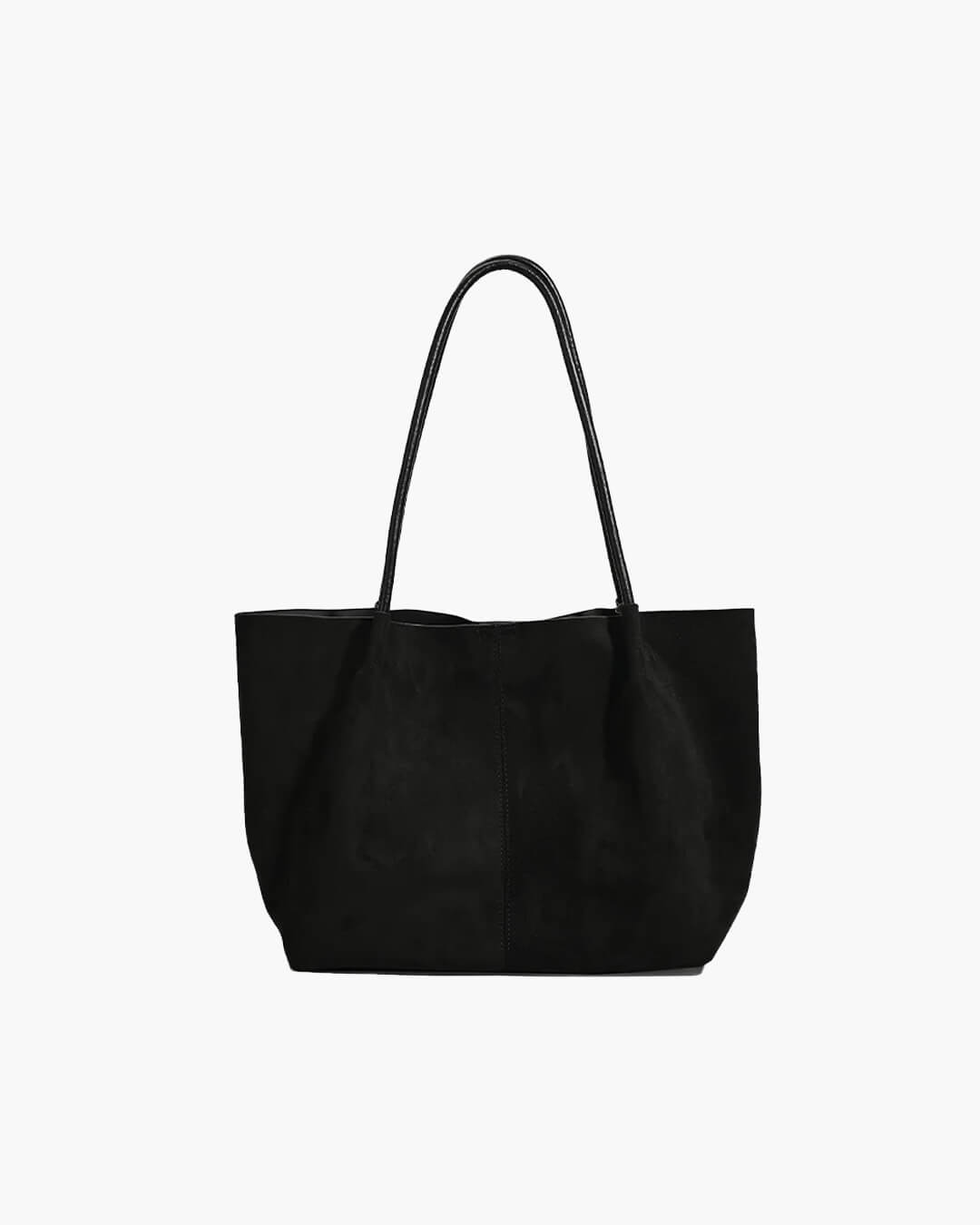 Suede Look Tote Bag with Pouch – Retro Two-Piece Bag Set