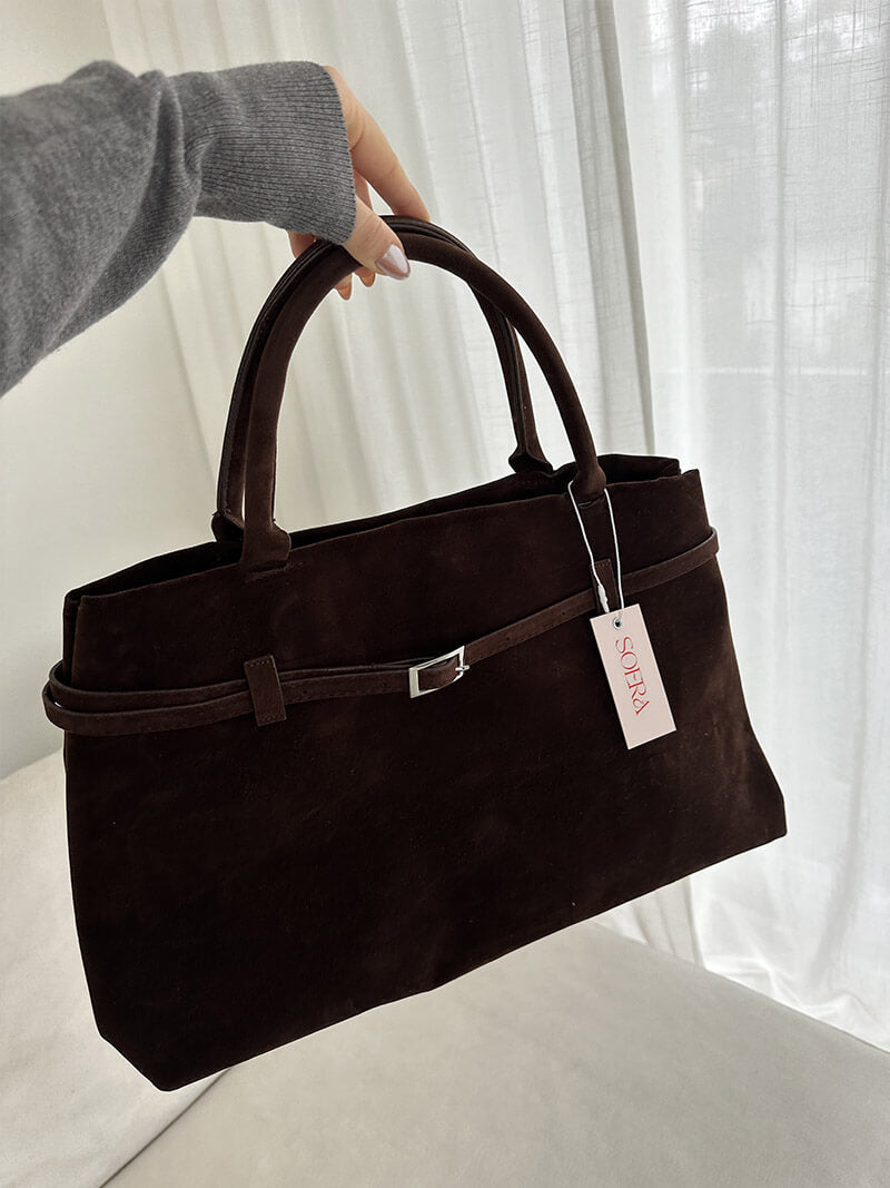 Soft Suede Look Bag in Neutral Tones – Structured Daily Bag
