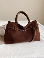 Soft Suede Look Bag in Neutral Tones – Structured Daily Bag