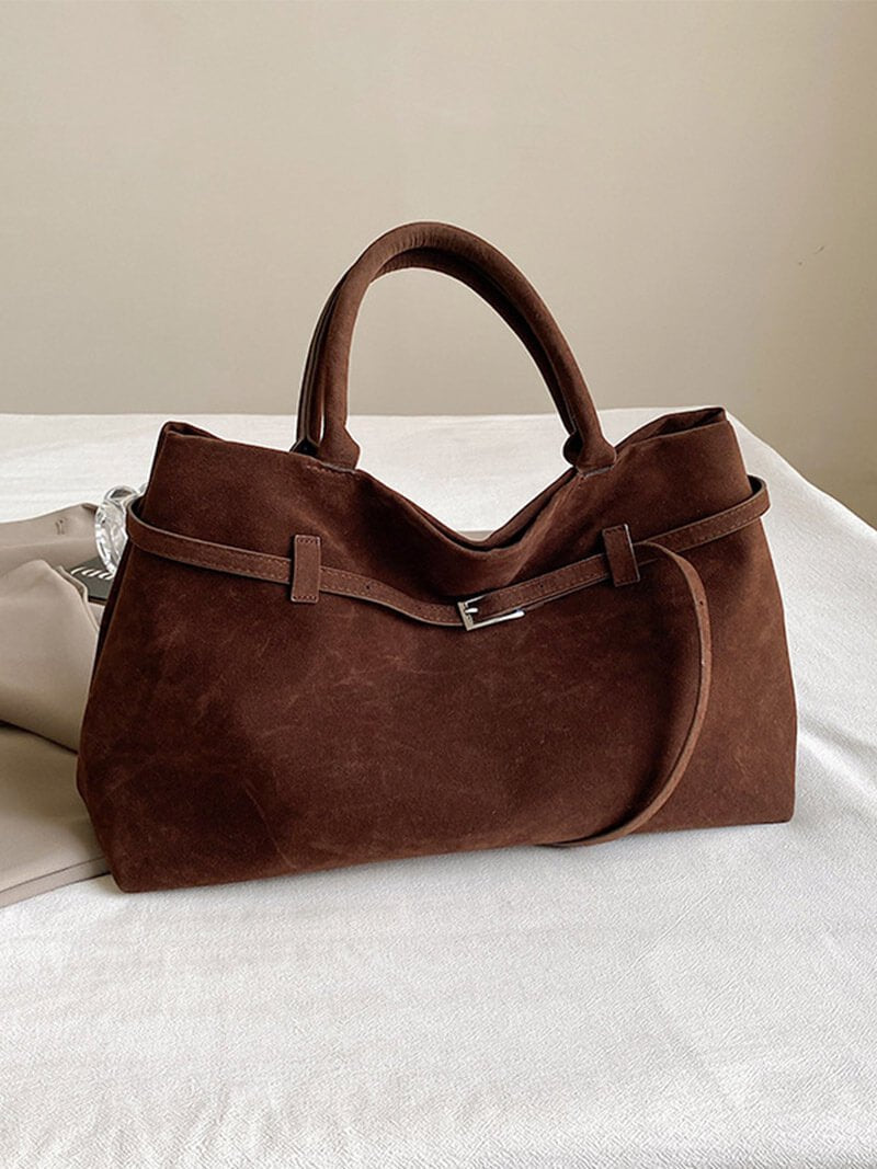 Soft Suede Look Bag in Neutral Tones – Structured Daily Bag