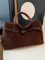Soft Suede Look Bag in Neutral Tones – Structured Daily Bag