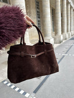 Soft Suede Look Bag in Neutral Tones – Structured Daily Bag
